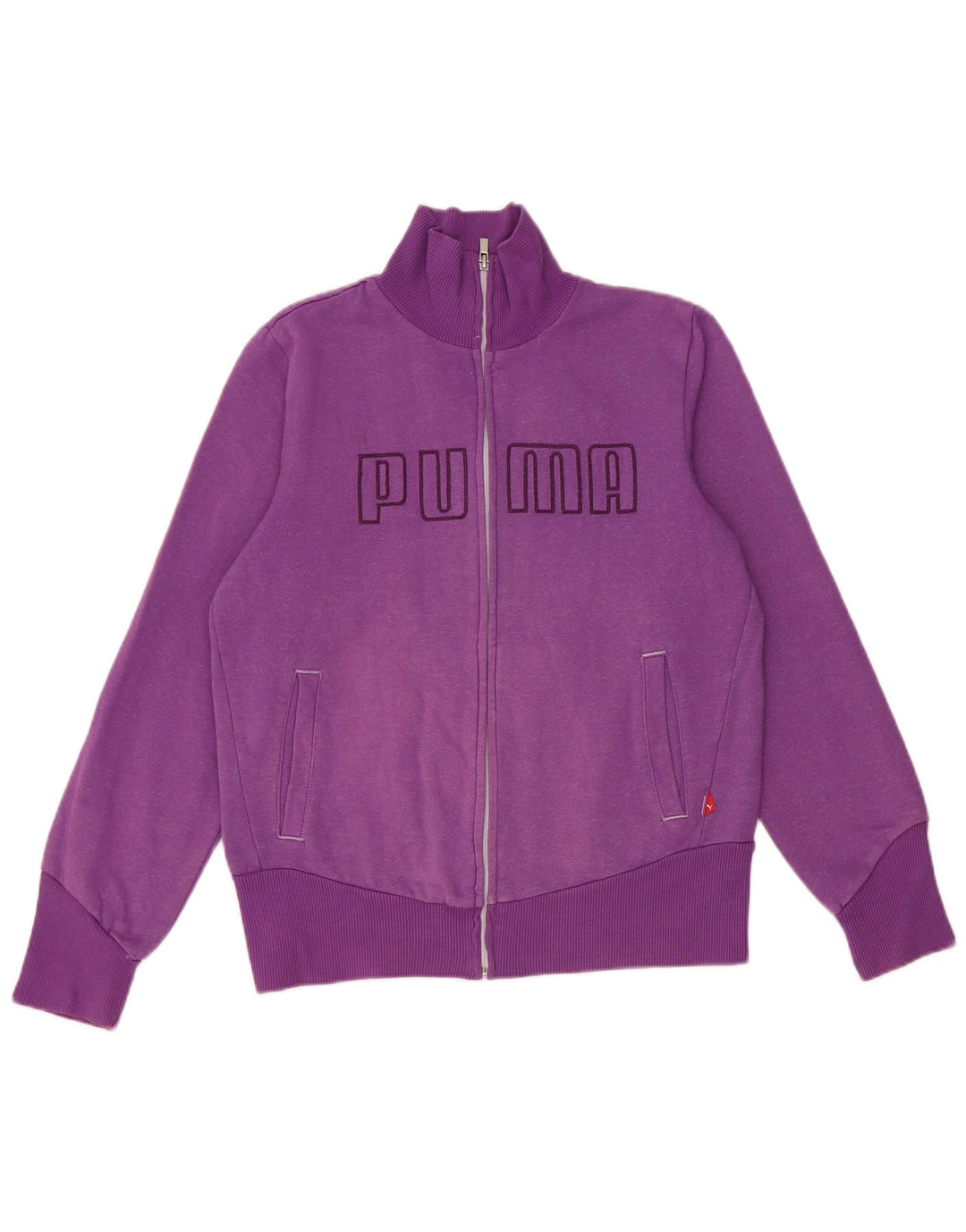PUMA Womens Crop Graphic Tracksuit Top Jacket UK 14 Médio Roxo