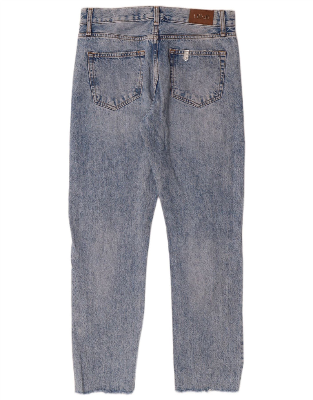 Liu Jo Jeans feminino cortado desgastado W27 L27 algodão azul