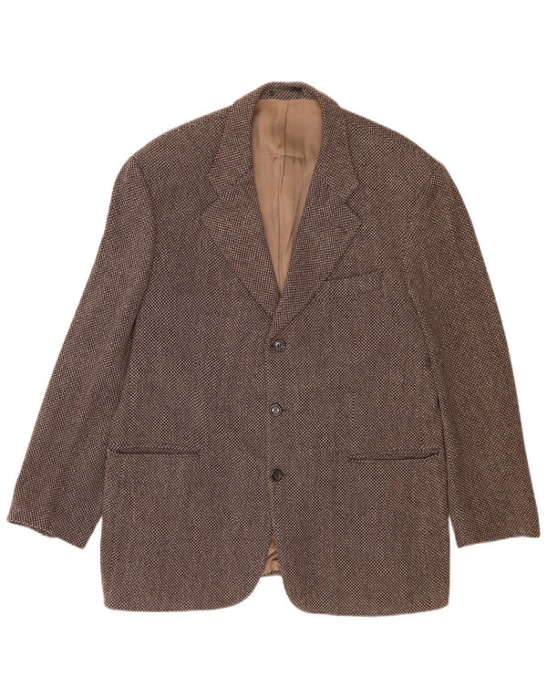 Carlo Barbera Jaqueta blazer masculina de 3 botões IT 54 2XL marrom Houndstooth