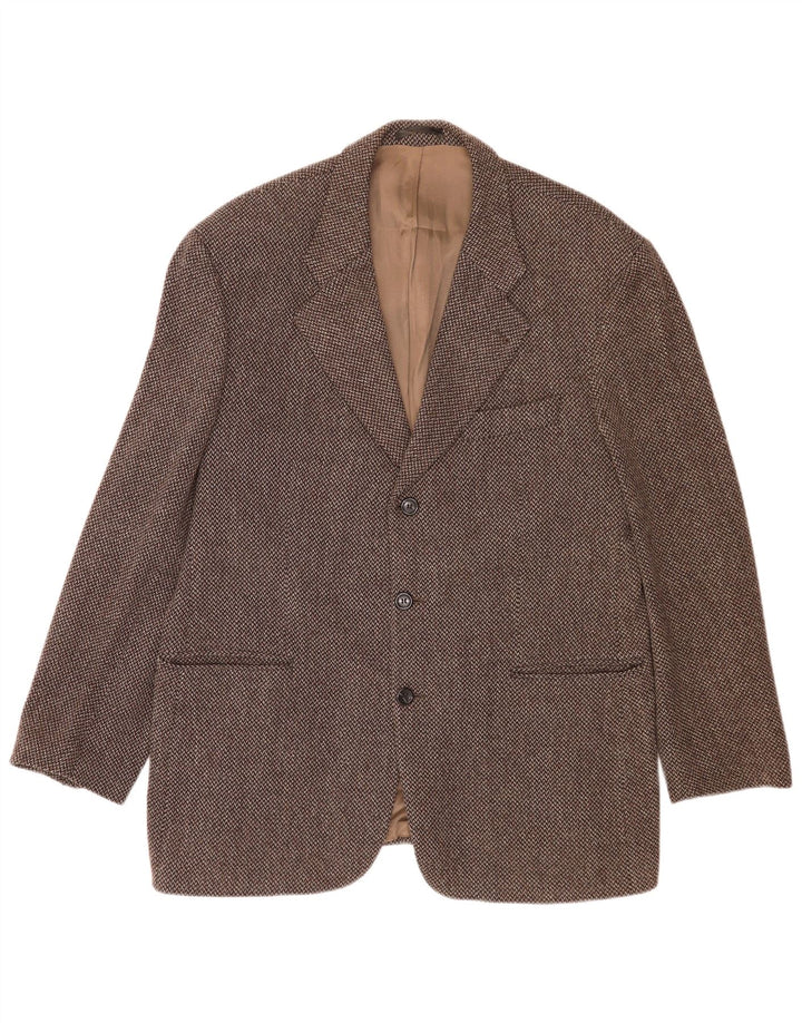 Carlo Barbera Jaqueta blazer masculina de 3 botões IT 54 2XL marrom Houndstooth
