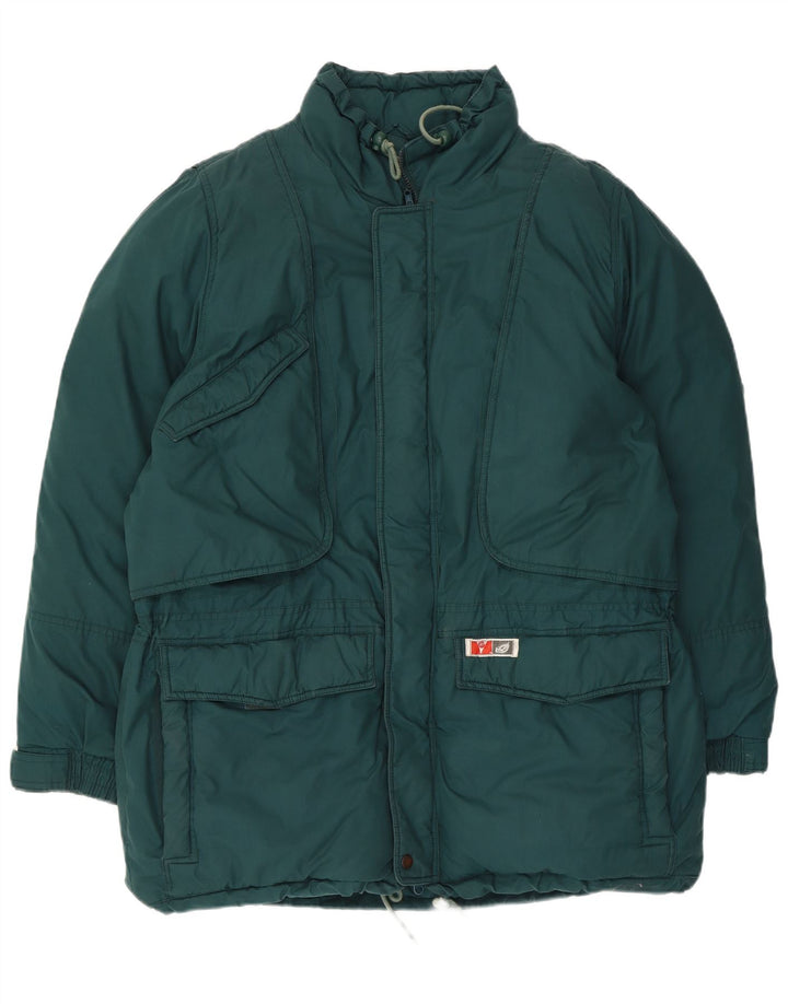 Revestimento de esqui acolchoado encapuçado dos homens do vintage 54 2XL poliéster verde