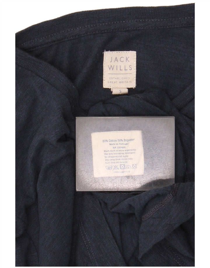 Jack Wills Top masculino de manga comprida pequeno algodão azul marinho
