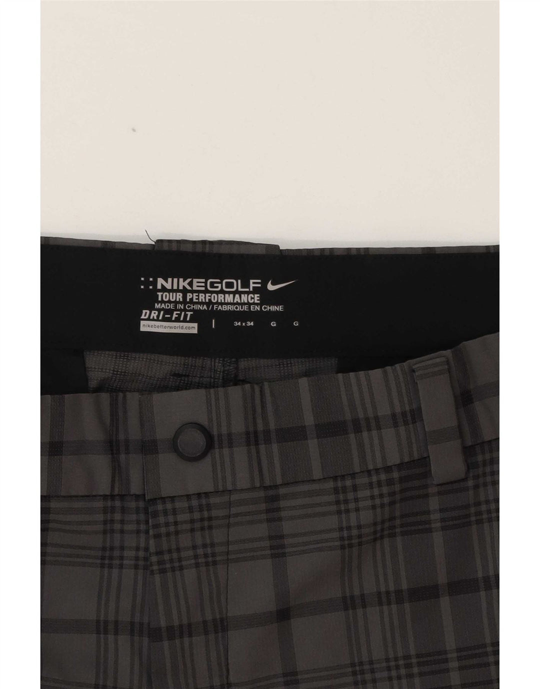 Calça Nike Masculina Dri Fit Straight Chino W34 L31 Cinza Check Poliéster