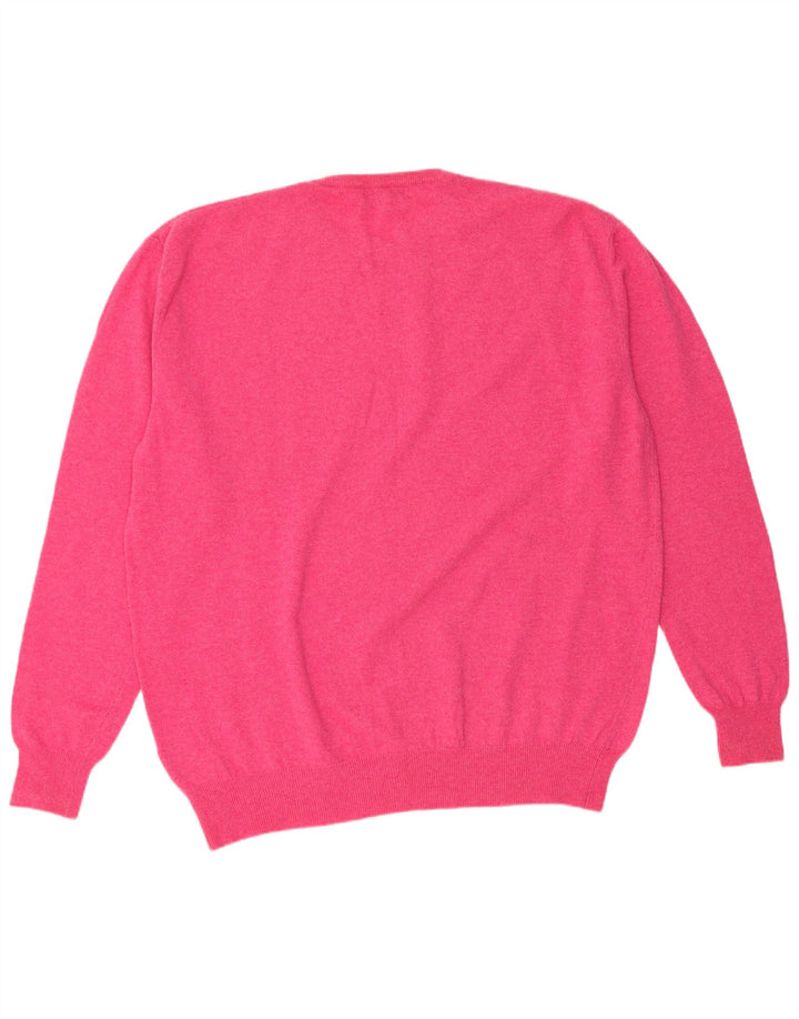 Suéter feminino KAPPA com gola redonda UK 22 3XL lã de cordeiro rosa