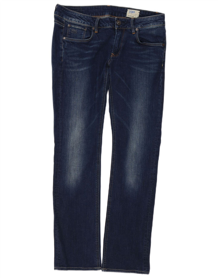 G-STAR feminino 3301 jeans reto W32 L32 algodão azul
