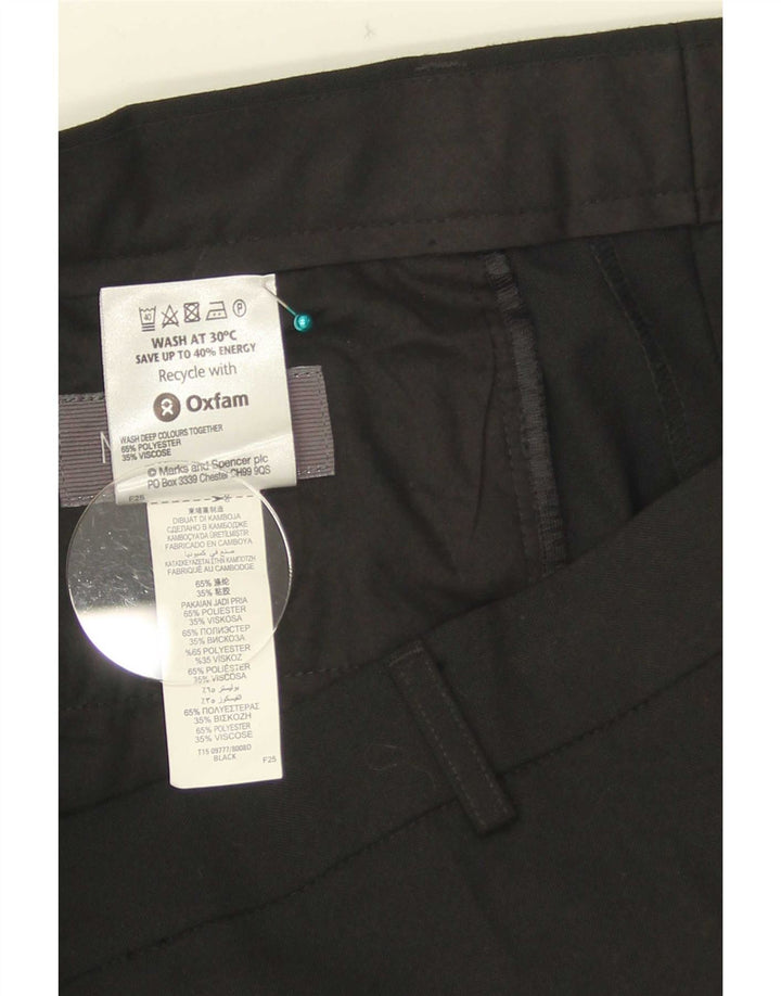 Calça masculina de terno reto Marks & Spencer W36 L33 poliéster preto