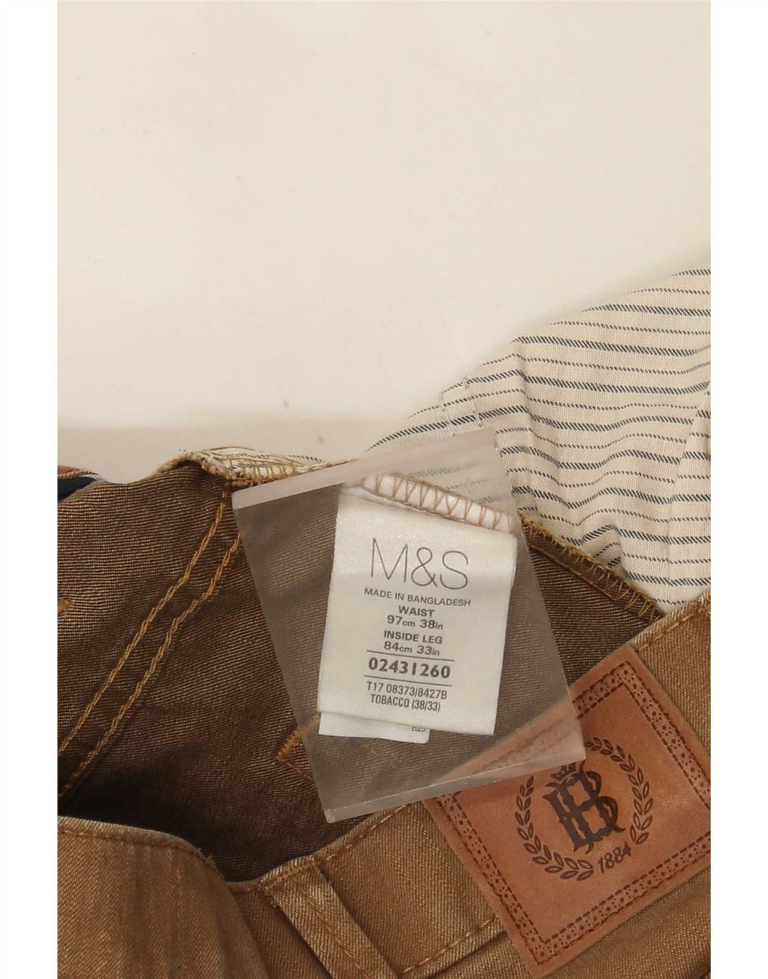 Jeans retos masculinos Marks & Spencer W38 L33 algodão marrom