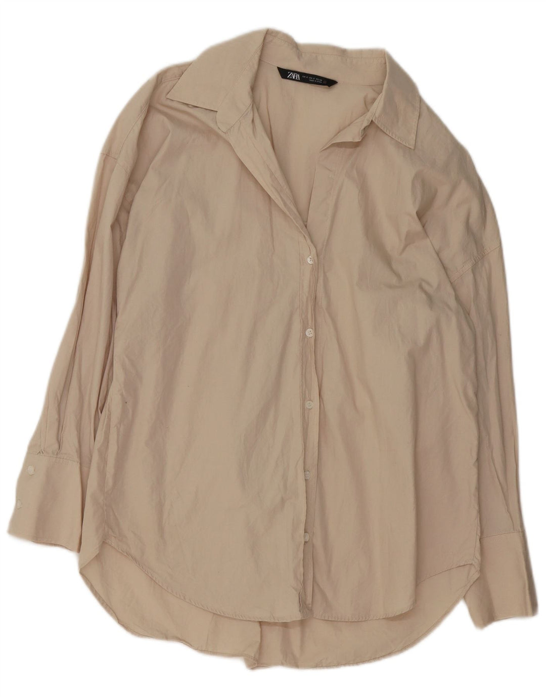 Blusa camisa oversized feminina Zara Reino Unido 10 pequena bege