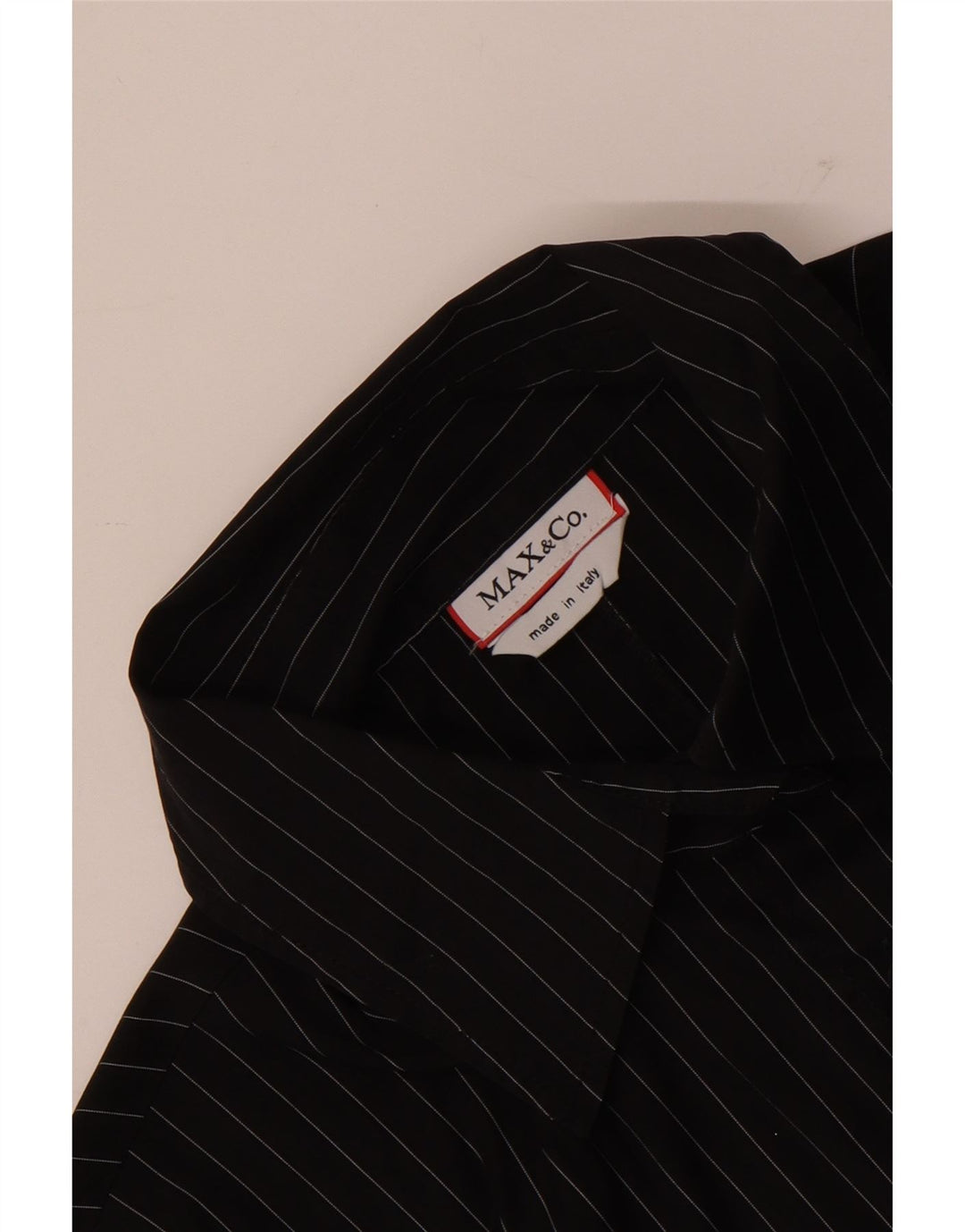Camisa feminina Max & Co. Reino Unido 14 risca de giz preta média