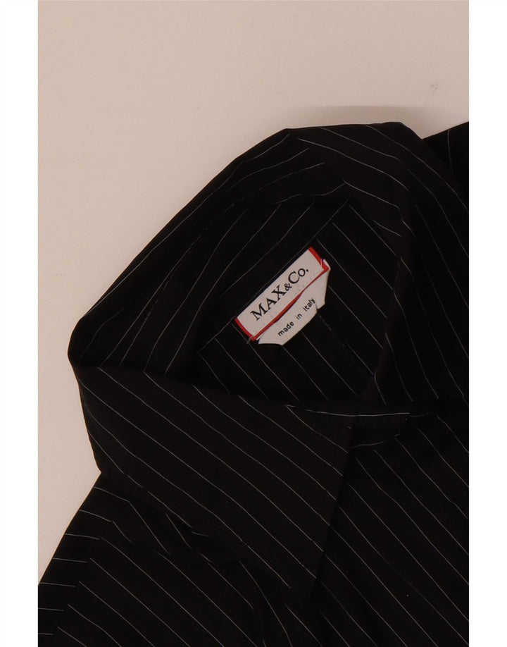 Camisa feminina Max & Co. Reino Unido 14 risca de giz preta média
