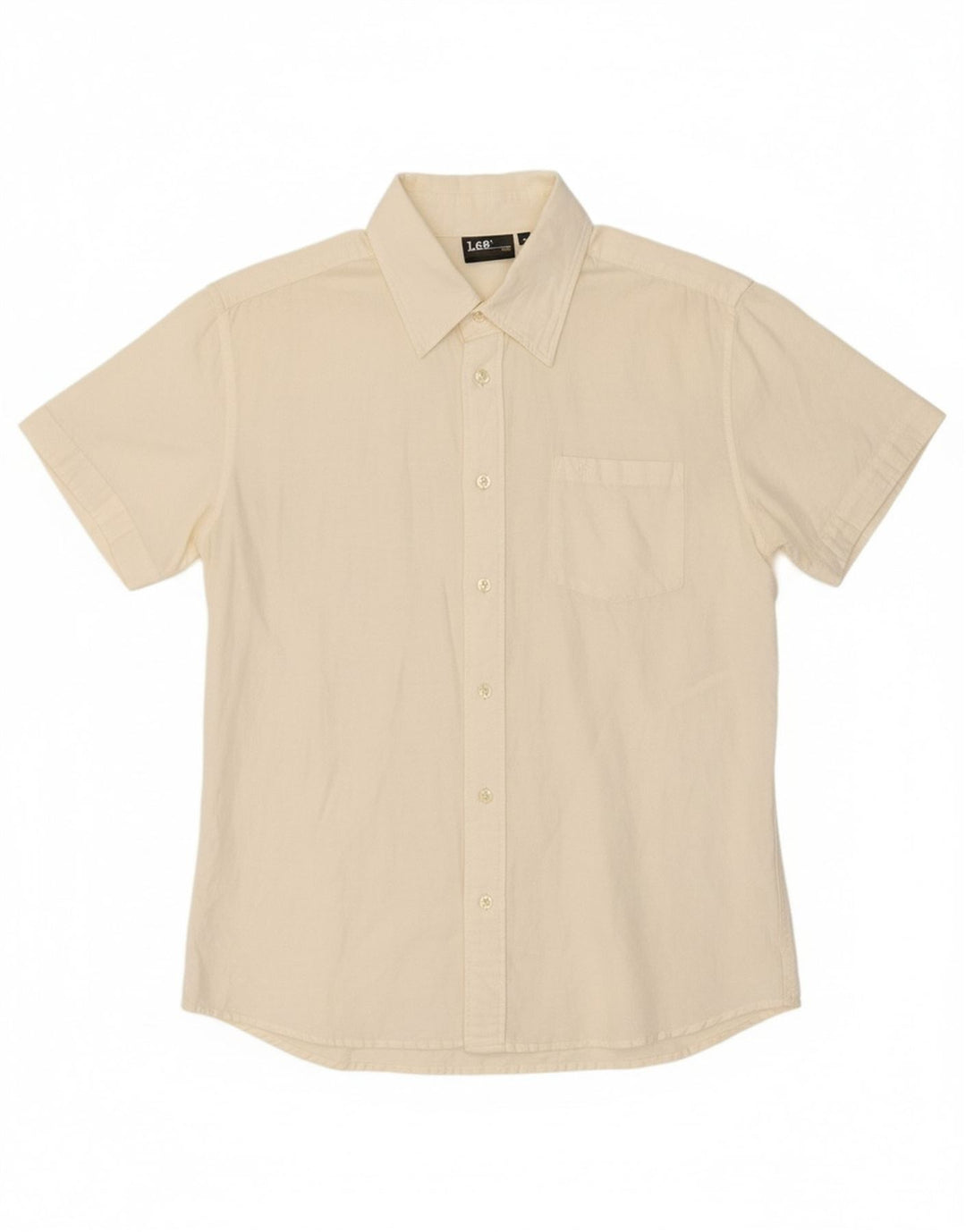 Camisa masculina de manga curta LEE, linho branco médio