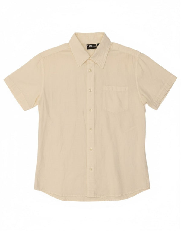 Camisa masculina de manga curta LEE, linho branco médio