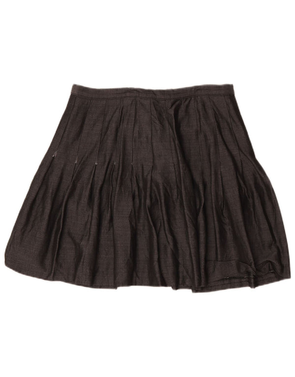 Saia feminina Marks & Spencer plissada em linha A UK 18 XL W32 cinza viscose