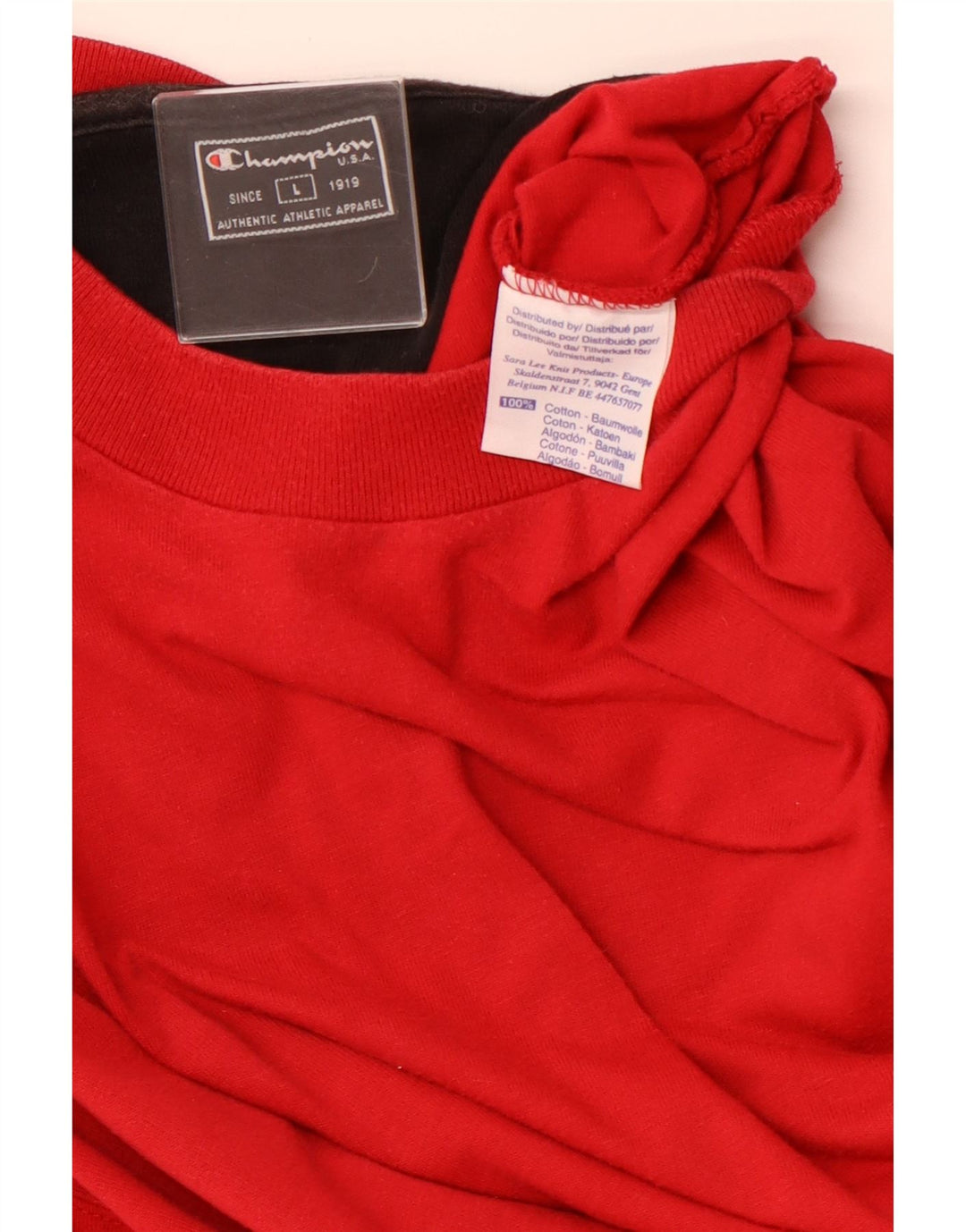 CHAMPION Top masculino de manga comprida grande algodão vermelho