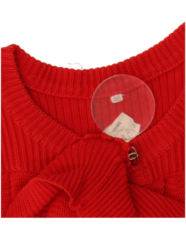 Suéter cardigã feminino vintage IT 46 grande algodão vermelho