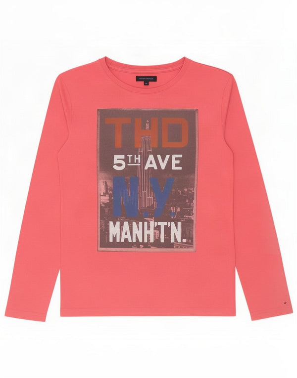 Tommy Hilfiger Boys Graphic Top Long Sleeve 13-14 Years Pink Cotton