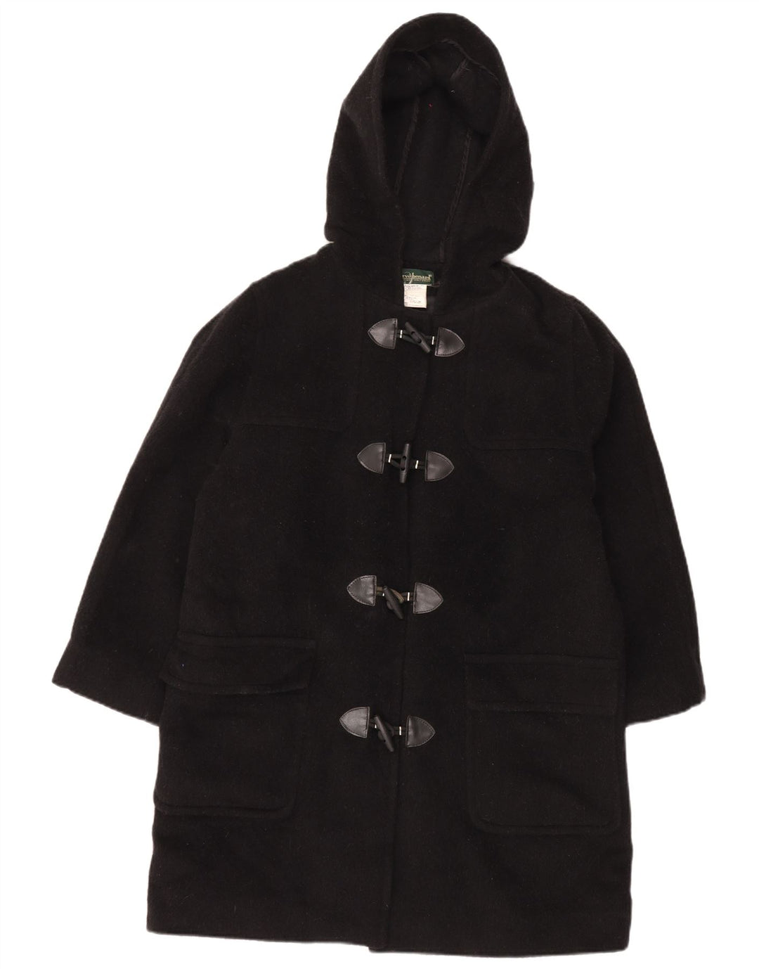 Casaco Duffle feminino grande com capuz Harve Benard Reino Unido 16 grande lã preta