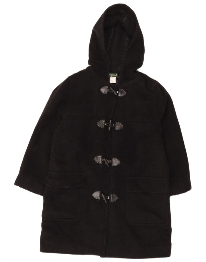 Casaco Duffle feminino grande com capuz Harve Benard Reino Unido 16 grande lã preta