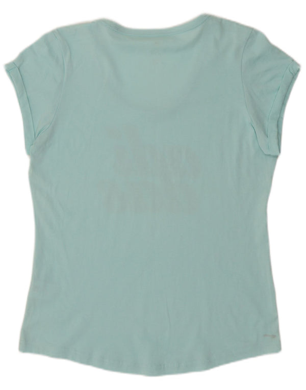 Camiseta feminina gráfica Adidas UK 16 grande algodão turquesa