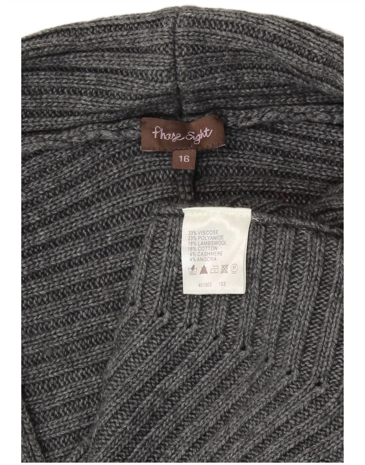 Suéter cardigã feminino Phase Eight Reino Unido 16 grande viscose cinza
