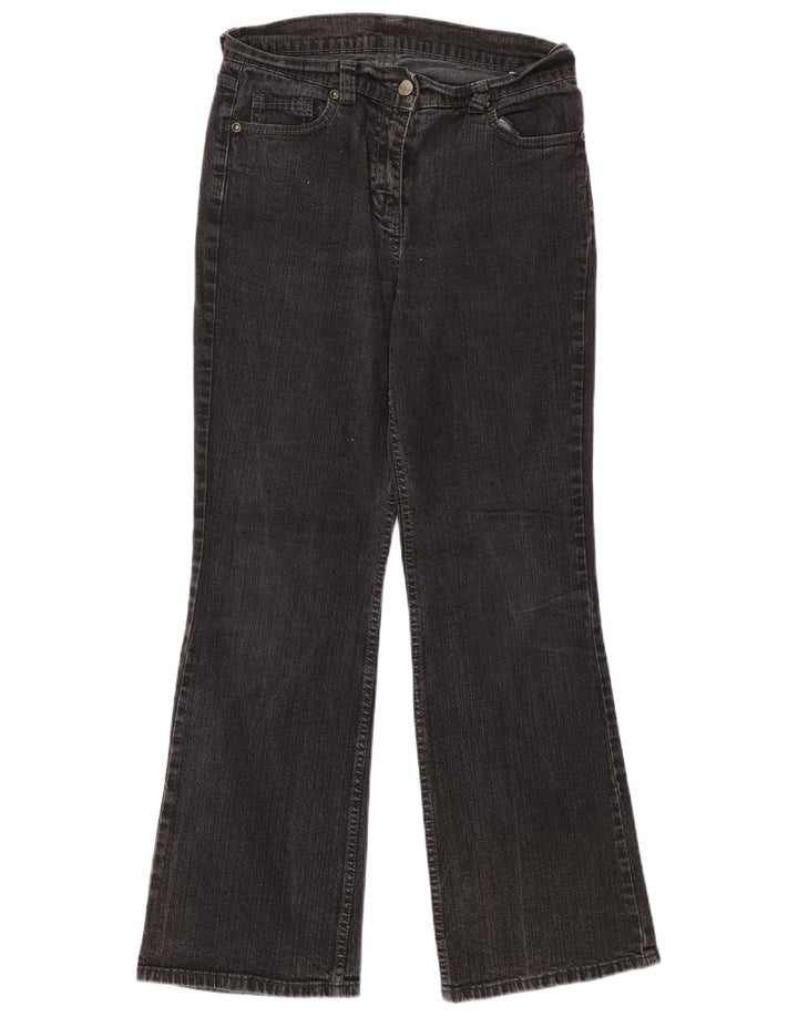 Calça jeans feminina Marks & Spencer Bootcut Reino Unido 10 pequena W27 L29 algodão preto