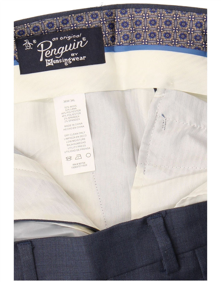 Calça feminina slim PENGUIN W36 L34 lã azul marinho