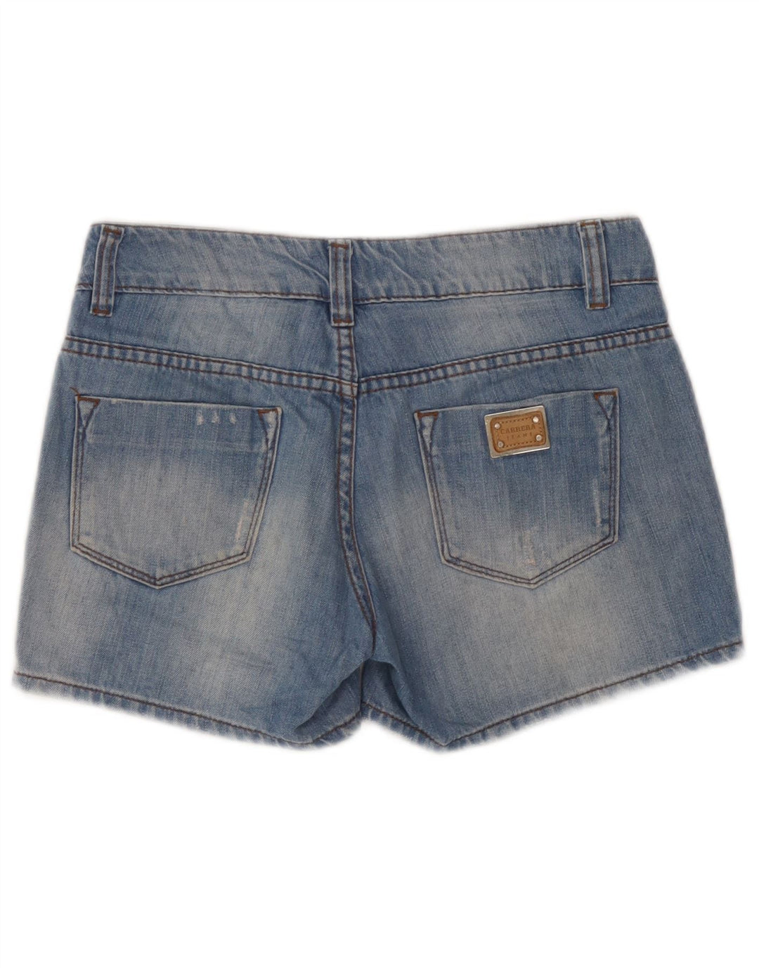 Shorts jeans feminino Carrera desgastado W30 azul médio