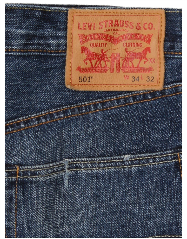 Calça jeans masculina Levi's 501 cortada W34 L25 azul