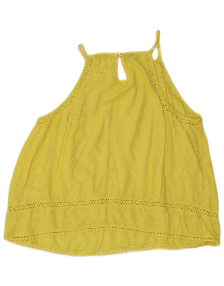 Superdry Womens Oversized Crop Cami Top UK 10 Small Yellow Viscose