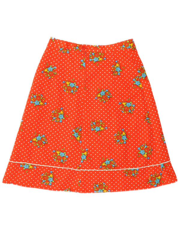 Saia feminina vintage linha A W28 floral vermelho médio