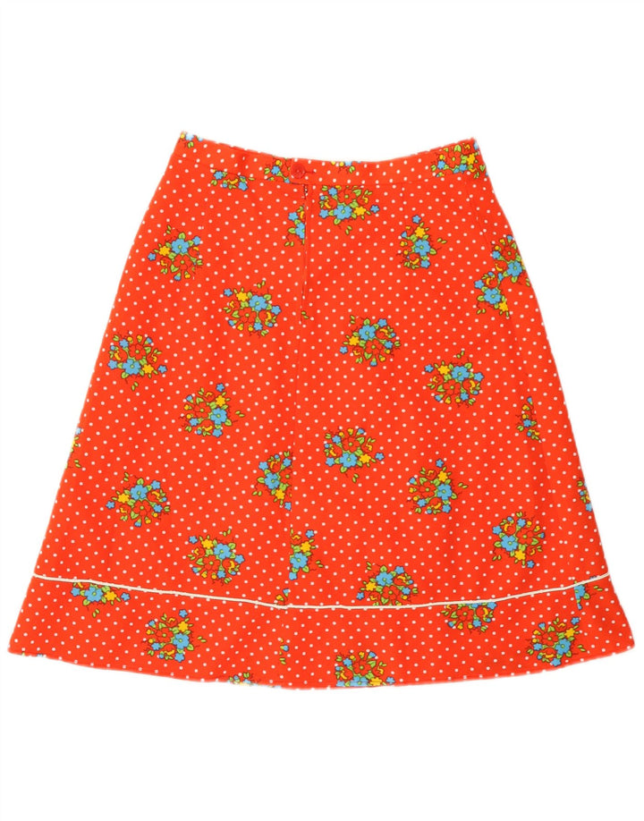 Saia feminina vintage linha A W28 floral vermelho médio
