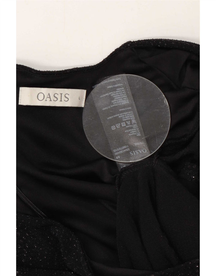 Macacão feminino com padrão abstrato Oasis UK 16 Nylon preto grande