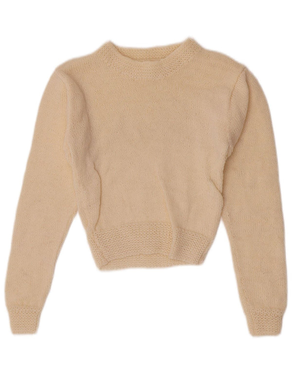 Suéter vintage feminino com gola tartaruga de 6 a 7 anos branco