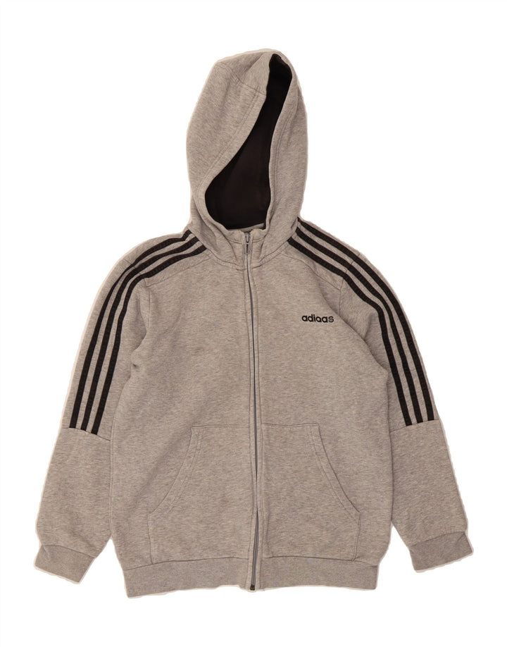 ADIDAS Boys Zip Hoodie Sweater 11-12 Years Grey Cotton Vintage Adidas and Second-Hand Adidas from Messina Hembry 