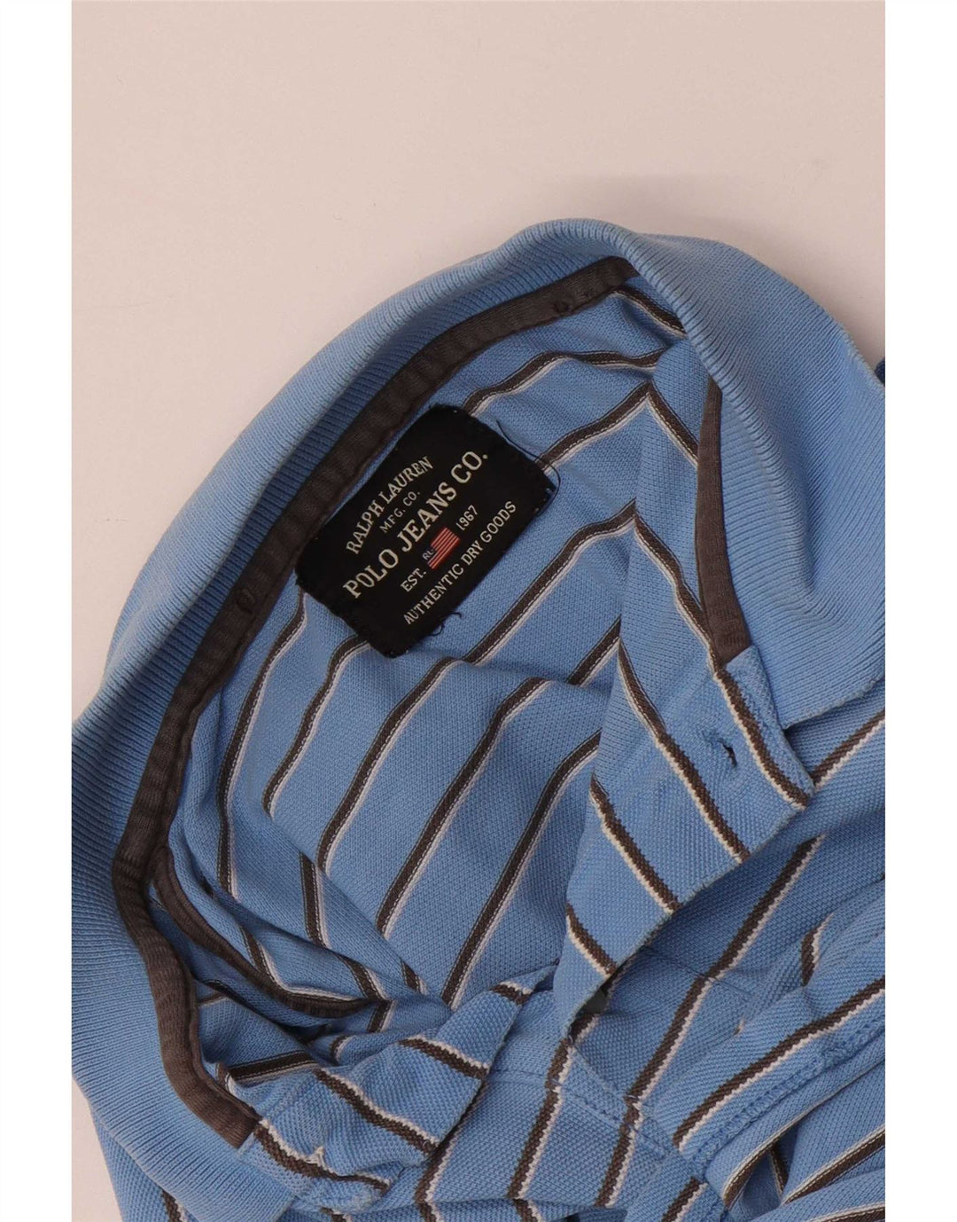 Camisa polo masculina Ralph Lauren pequena listrada azul