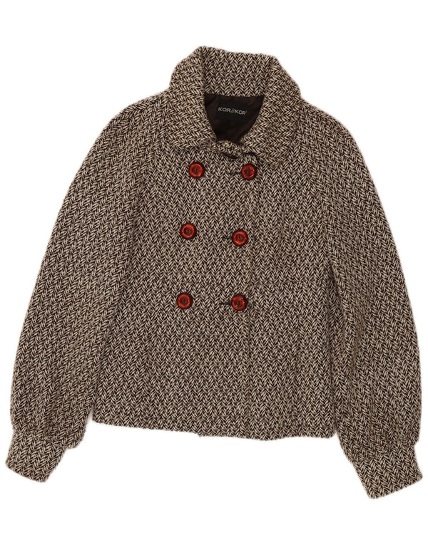 Kor@Kor Pea Coat feminino IT 44 poliéster espinha de peixe marrom médio