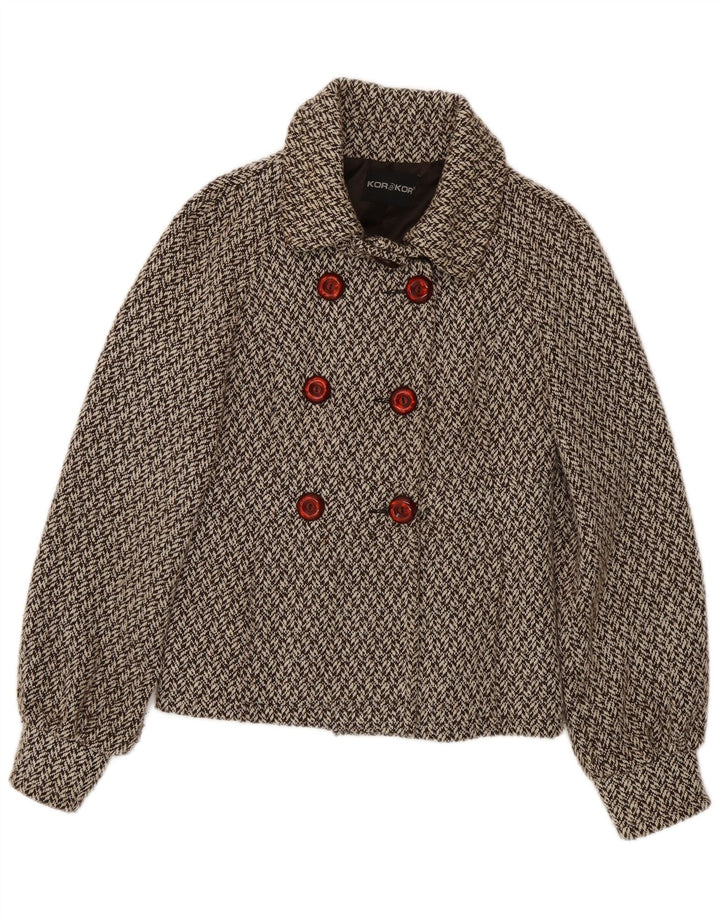 Kor@Kor Pea Coat feminino IT 44 poliéster espinha de peixe marrom médio