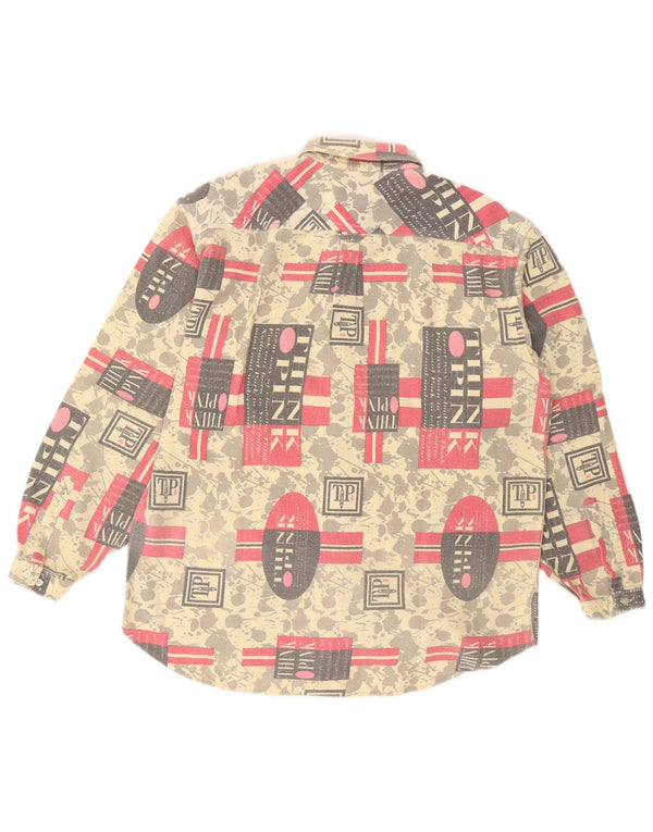 Camisa masculina de flanela gráfica Think Pink XL de algodão geométrico multicolorido