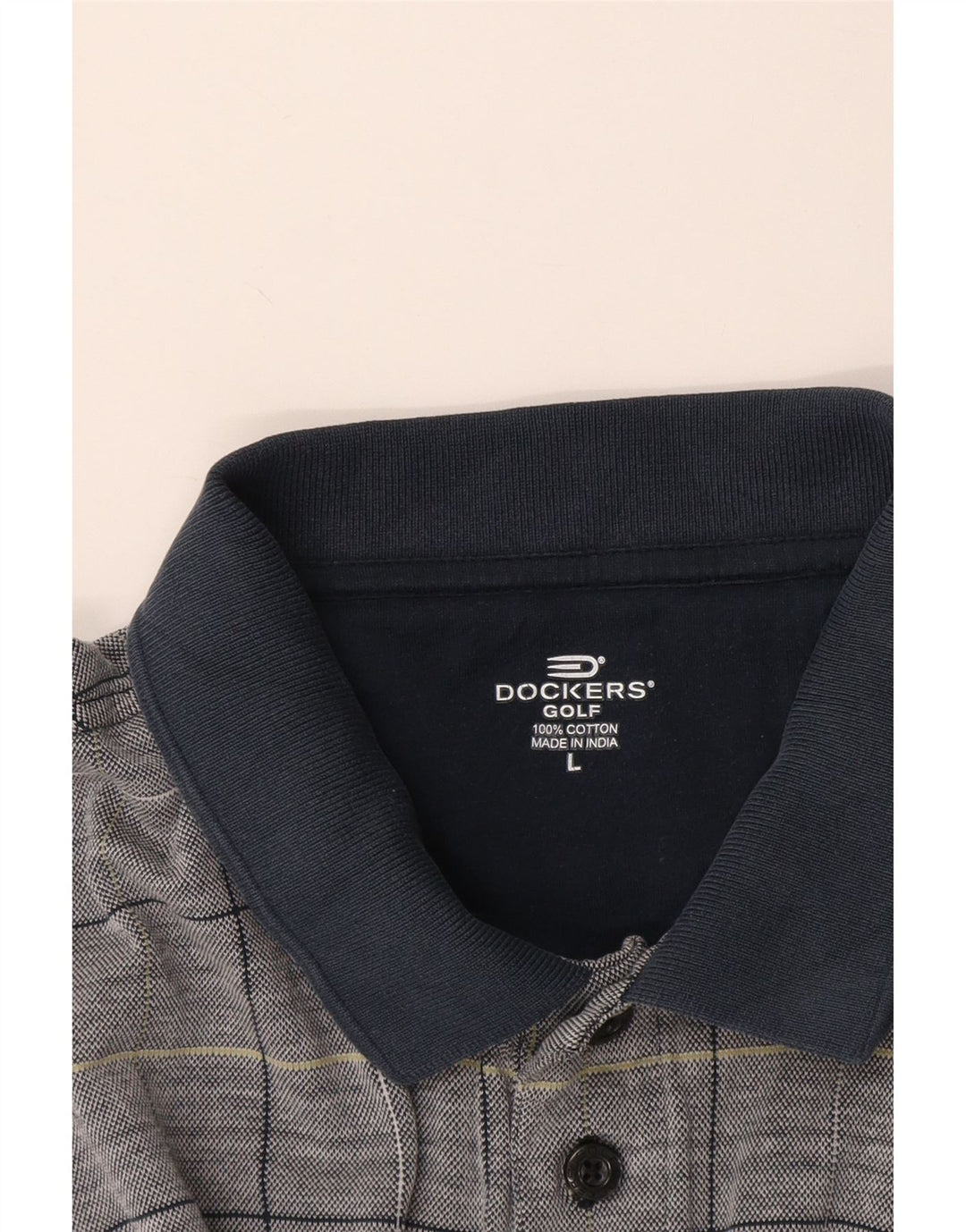 Camisa polo masculina Dockers Rugby grande algodão xadrez azul