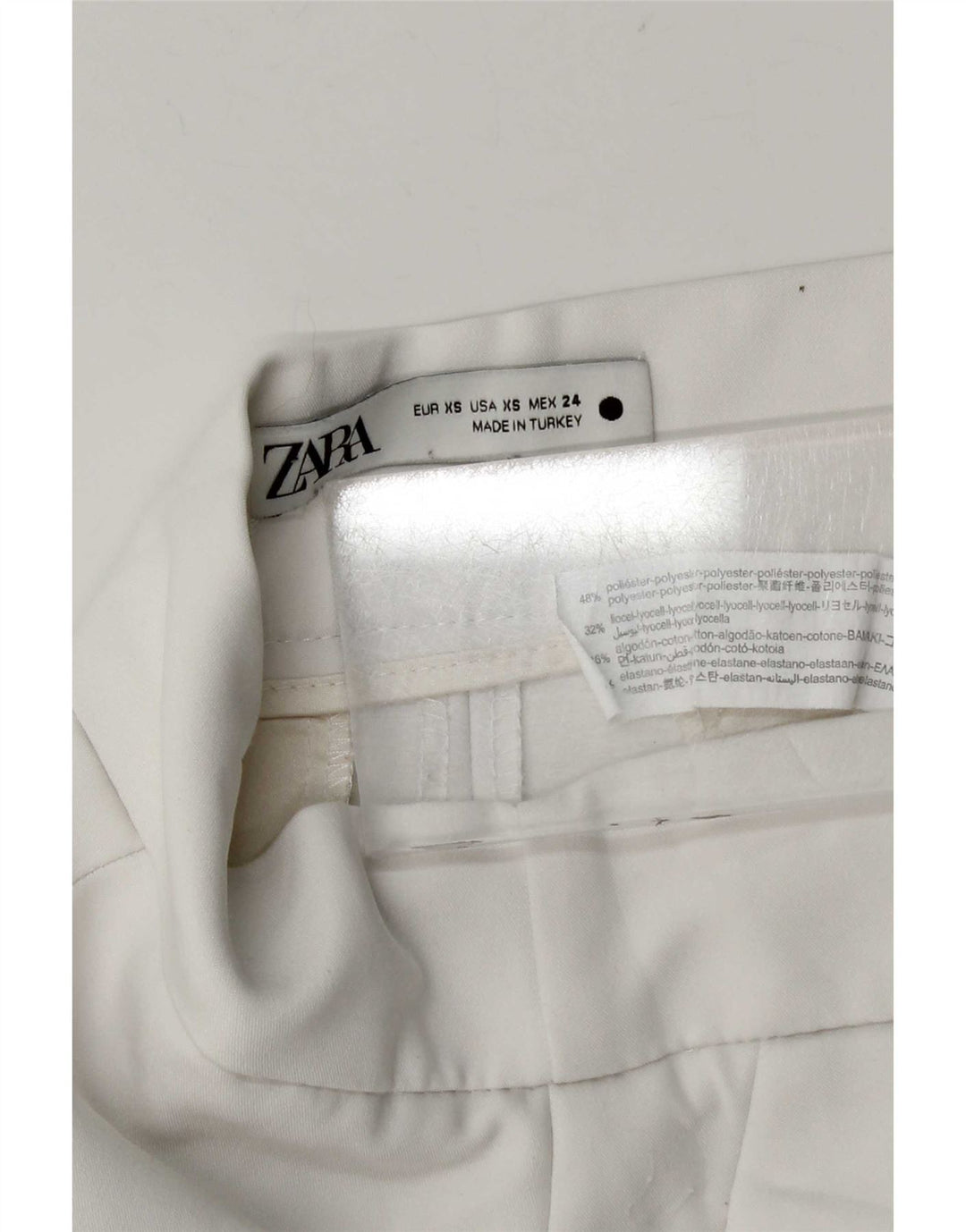 Shorts chino feminino Zara XS W24 poliéster branco