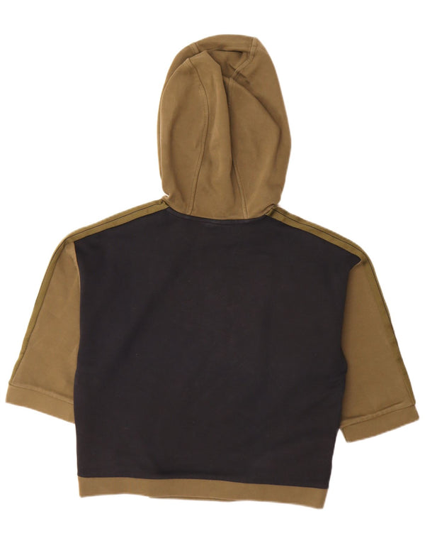 Suéter com capuz feminino Puma manga 3/4 Reino Unido 10 pequeno cáqui colorblock
