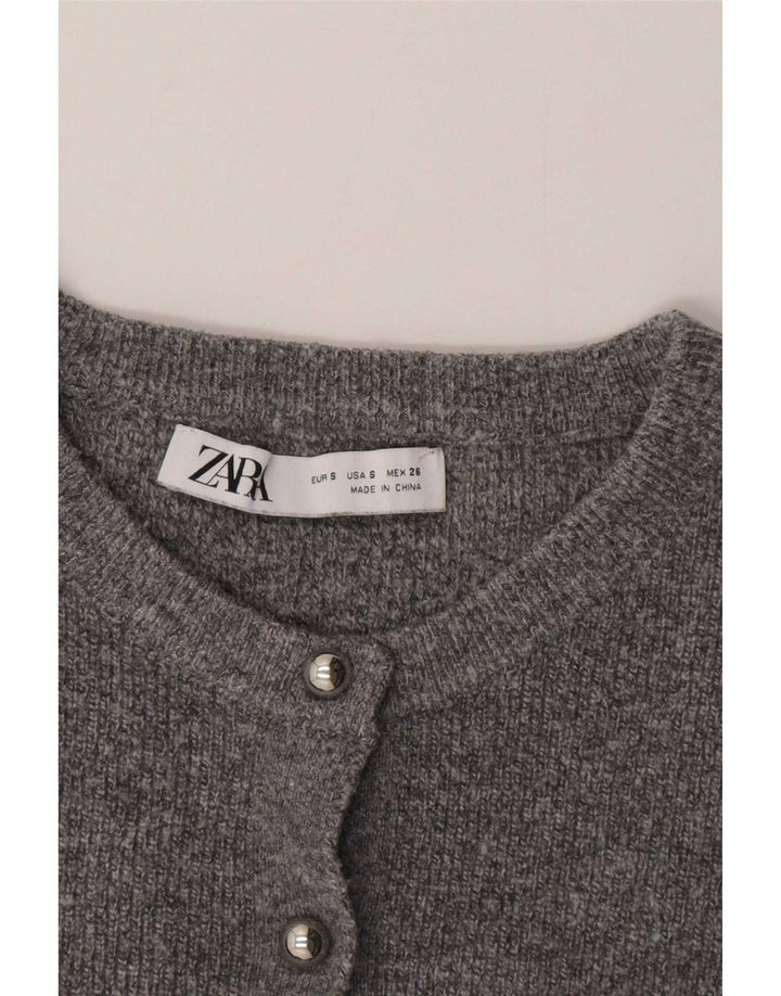 Suéter Zara Feminino Crop Cardigan Reino Unido 10 Pequeno Cinza