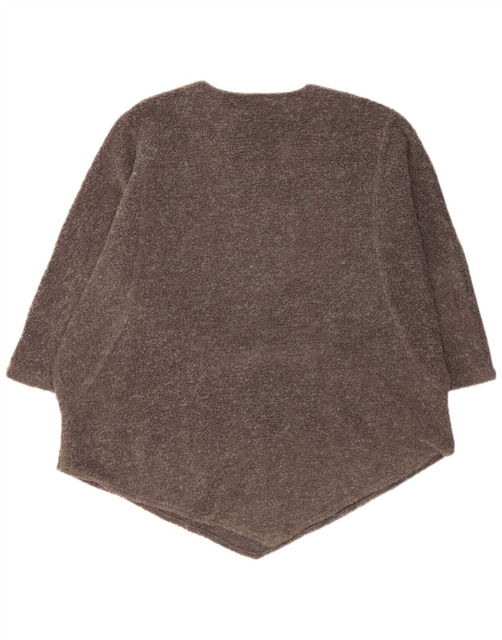Suéter feminino VINTAGE com gola canoa grande Reino Unido 14 cinza médio
