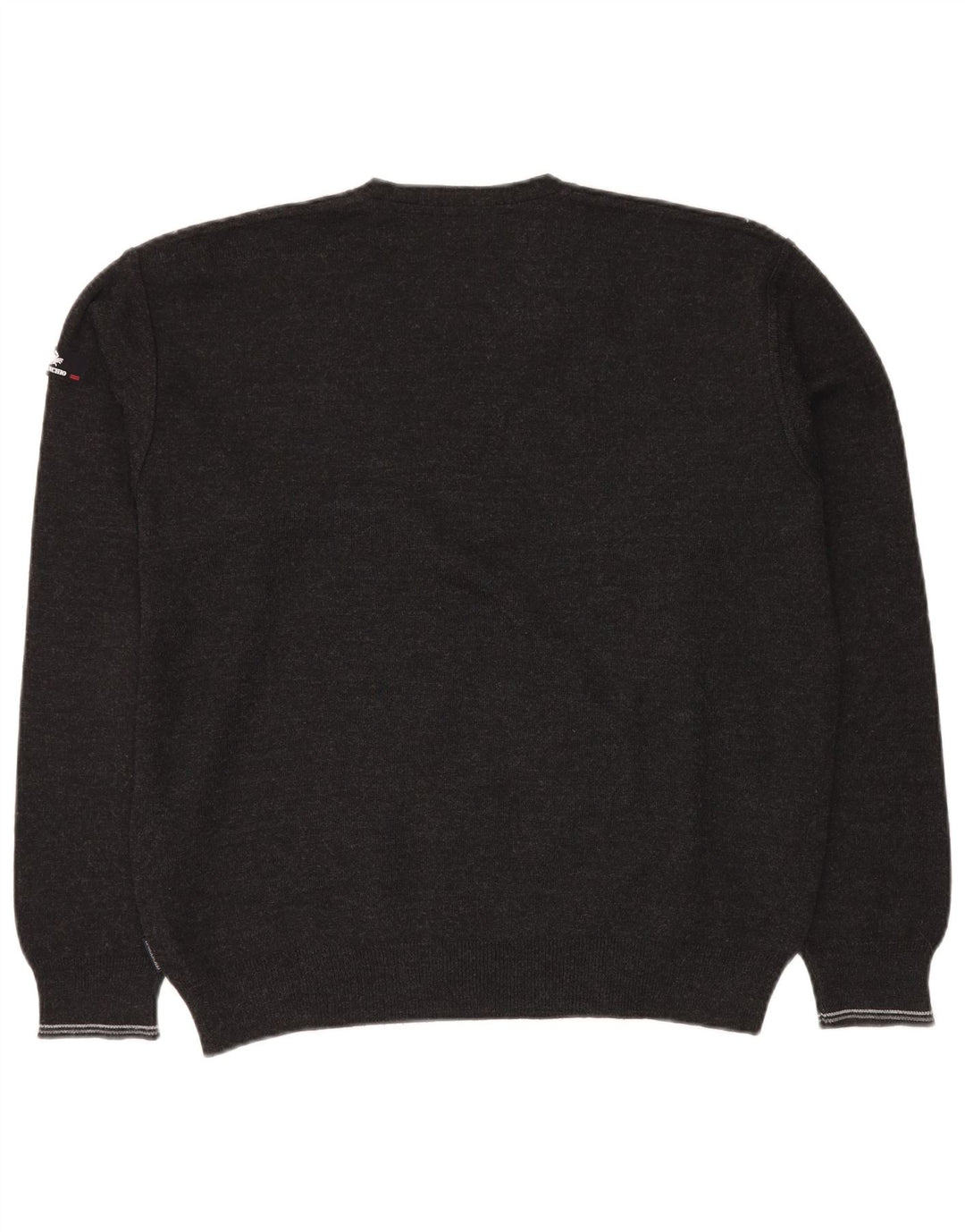 Il Granchio Suéter masculino com decote em V, grande, cinza, geométrico, nova lã