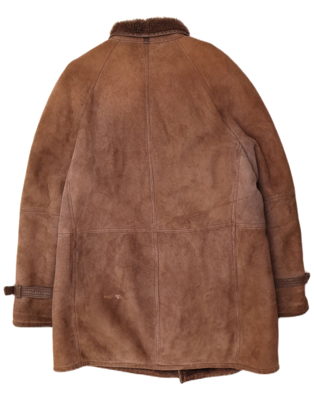 Sobretudo masculino vintage de shearling UK 40 grande marrom