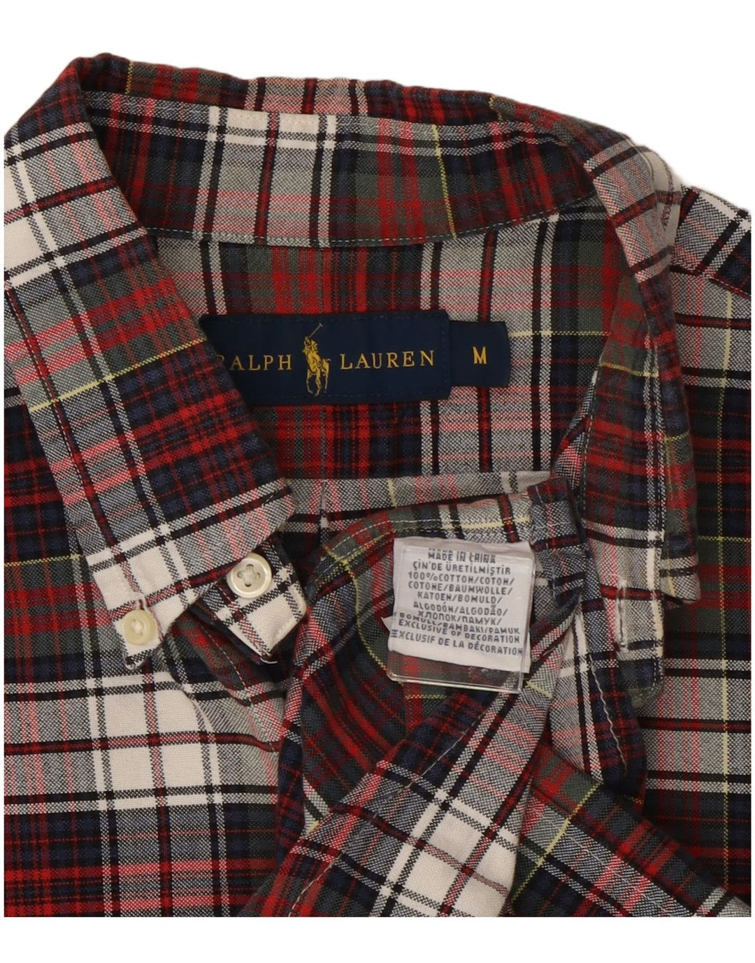 Camisa masculina de flanela RALPH LAUREN de algodão xadrez médio multicolorido