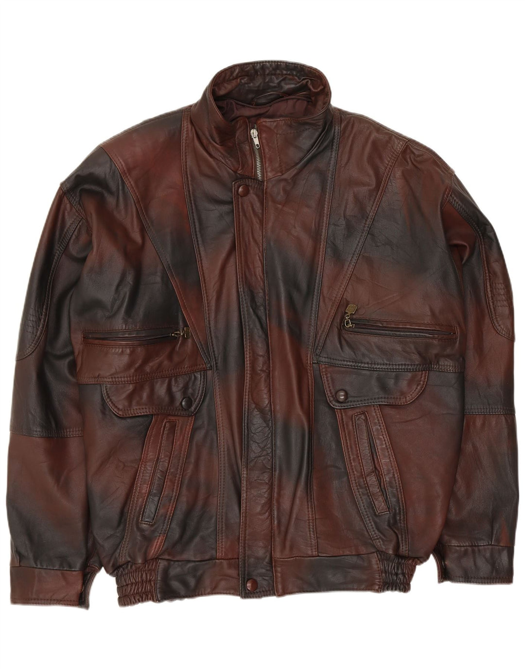 Jaqueta de couro masculina VINTAGE UK 40 grande marrom tie-dye