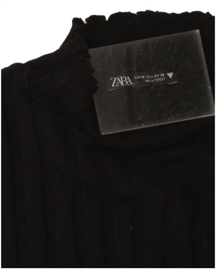 Suéter feminino Zara com gola tartaruga e gola alta Reino Unido 12 médio preto