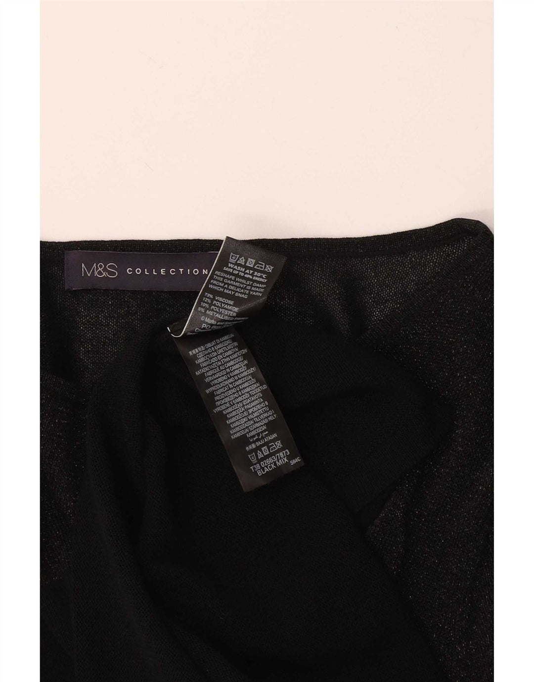 Blusa Feminina Marks & Spencer Manga Longa Reino Unido 18 XL Viscose Preta