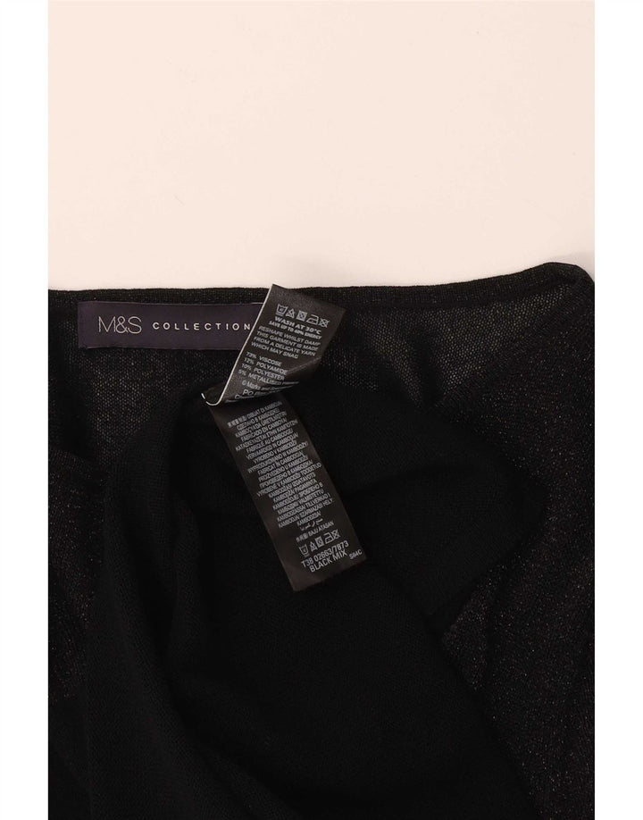 Blusa Feminina Marks & Spencer Manga Longa Reino Unido 18 XL Viscose Preta